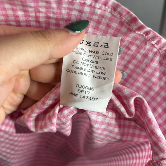 Draper James Embroidered Button Down Shirt Pink Gingham Size 2 - Picture 4 of 4